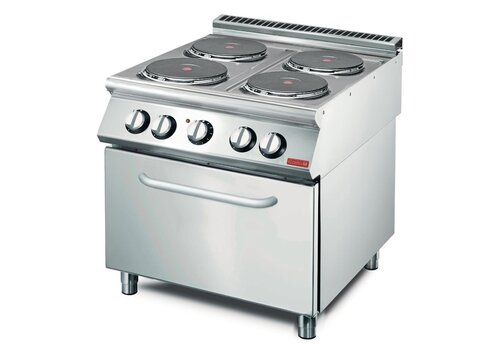  HorecaTraders Cuisinière électrique | 4 zones de cuisson | Four à convection | Acier inoxydable | 87 x 80 x 73 cm 