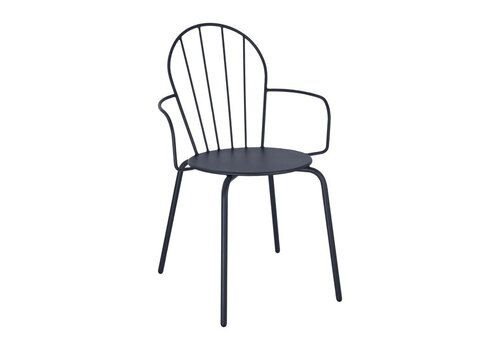  HorecaTraders Fauteuils empilables | Acier | Bleu ardoise | 85,5 cm (H) x 58,8 cm (L) | Lot de 4 