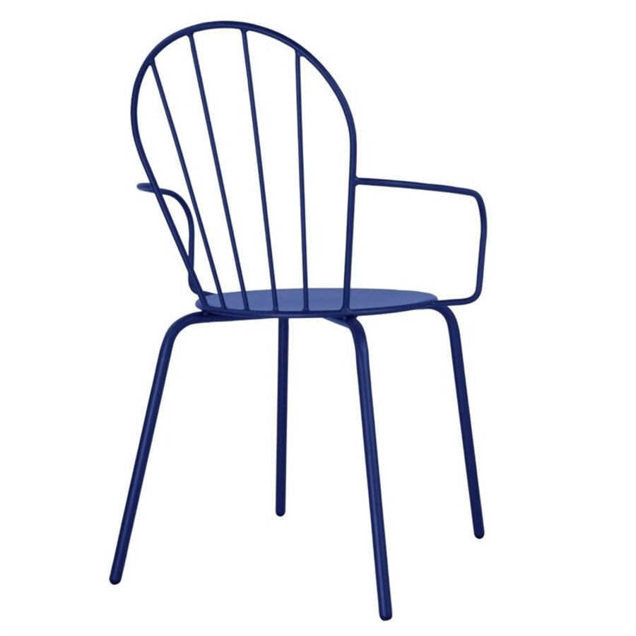 Fauteuils empilables | Acier | Bleu foncé | 85,5 cm (H) x 58,8 cm (L) | Lot de 4
