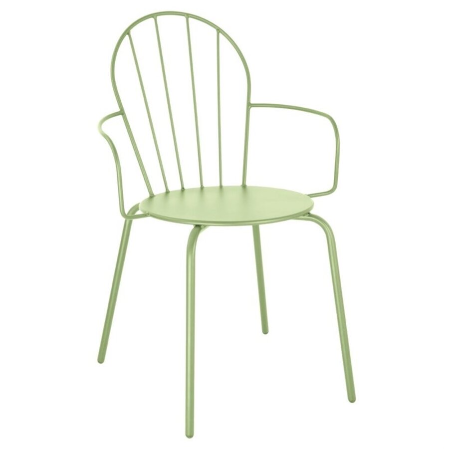 stackable armchairs | steel | light green | 85.5(h) x 58.8(w)cm | 4 pieces