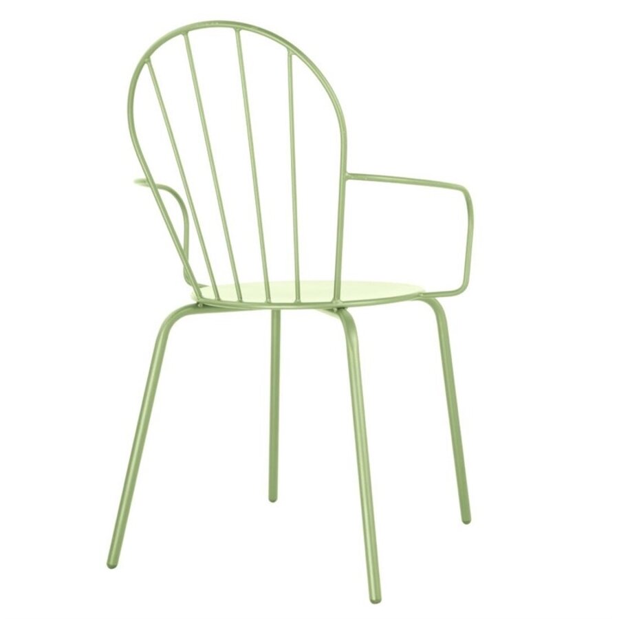stackable armchairs | steel | light green | 85.5(h) x 58.8(w)cm | 4 pieces