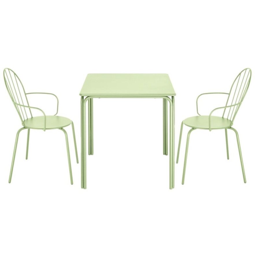 stackable armchairs | steel | light green | 85.5(h) x 58.8(w)cm | 4 pieces