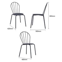 Chaises empilables | Acier | Bleu ardoise | 85,5 cm (H) x 48 cm (L) | Lot de 4