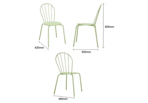  HorecaTraders Stapelbare Stühle | Stahl | Hellgrün | 85,5 (H) x 48 (B) cm | 4 Stück 