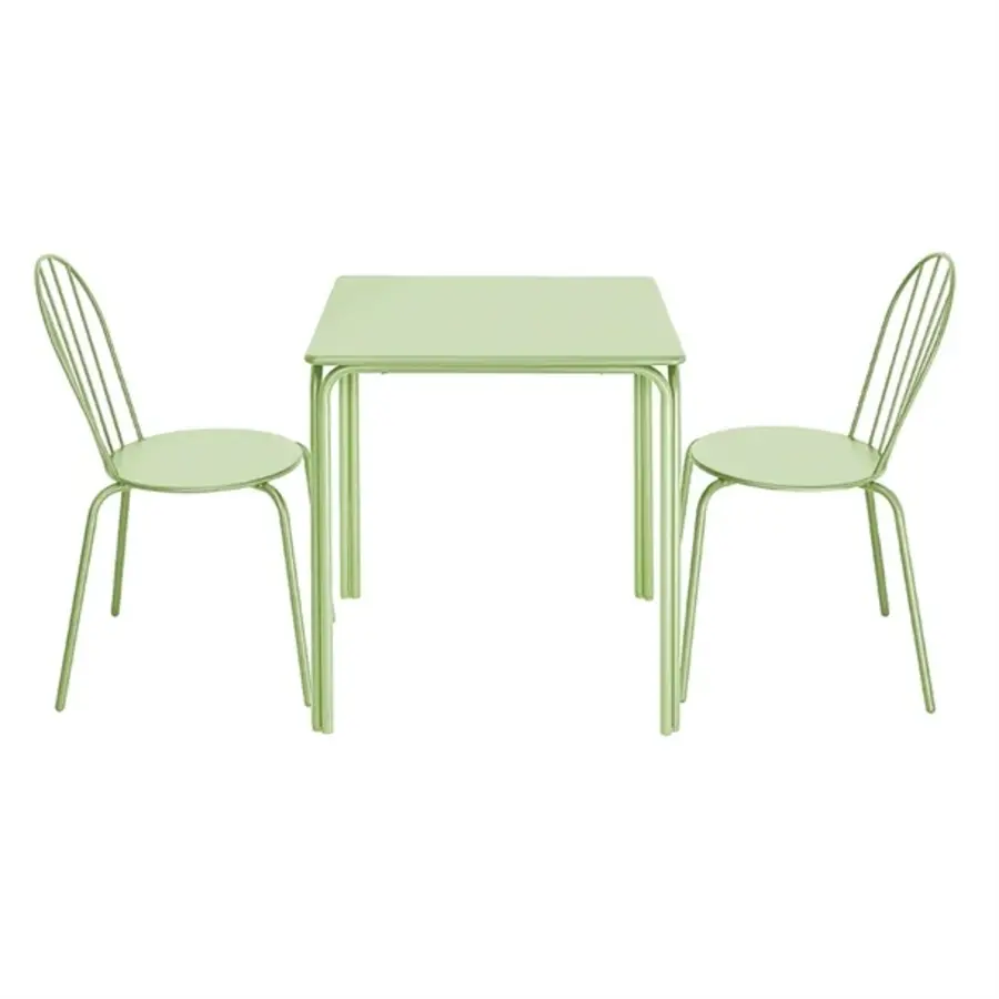 Chaises empilables | Acier | Vert clair | 85,5 cm (H) x 48 cm (L) | Lot de 4