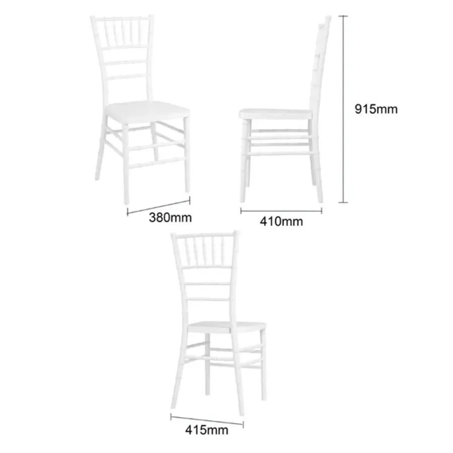 Polypropylene Chairs | White | Stackable | 91.8(H) x 47.3(W) x 41.5(D)cm | Pack of 4