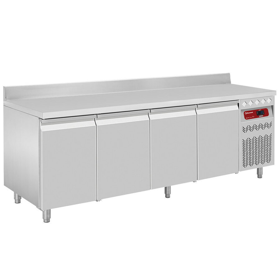 Refrigerated table | Ventilated | with back wall | 4 doors | 550L | 2260 x 700 x 866/960(+85)mm
