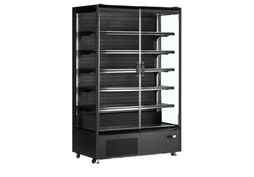  HorecaTraders Black multi-deck cooler | 2 glass doors | 764L | 1310x740x2050 mm 