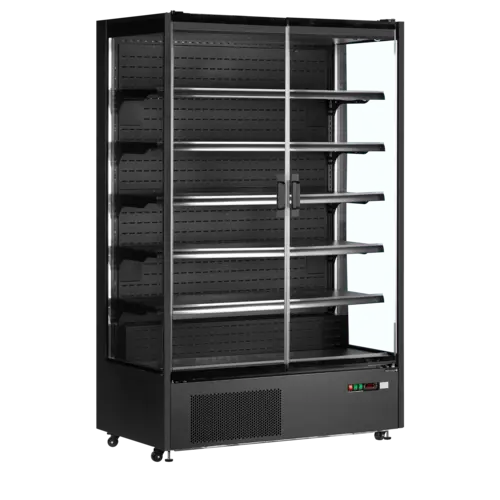  HorecaTraders Black multi-deck cooler | 2 glass doors | 764L | 1310x740x2050 mm 