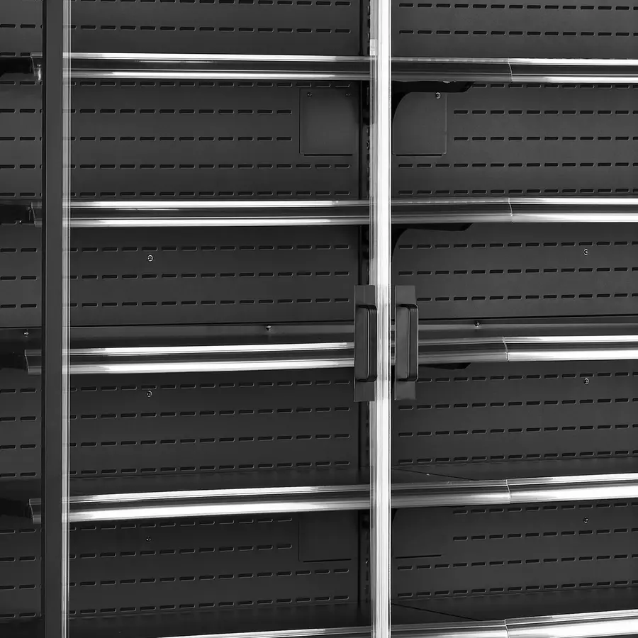 Glacière noire à plusieurs compartiments | 2 portes vitrées | 764 L | 1310 x 740 x 2050 mm