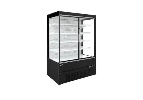  HorecaTraders zwarte multideckkoeler | 2 glazen deuren | 1312 x 630 x 1920 mm |580L 