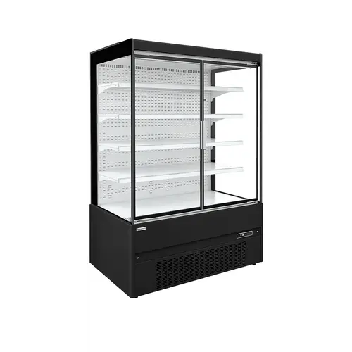  HorecaTraders zwarte multideckkoeler | 2 glazen deuren | 1312 x 630 x 1920 mm |580L 