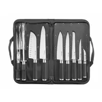 Coffret de couteaux professionnels 10 pièces | Acier inoxydable | Étui de transport inclus | 445 x 260 x 65 mm