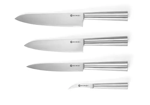  HorecaTraders Ensemble de couteaux professionnels 4 pièces | Acier inoxydable 3Cr13 | 195–373 mm | Durables et ergonomiques 