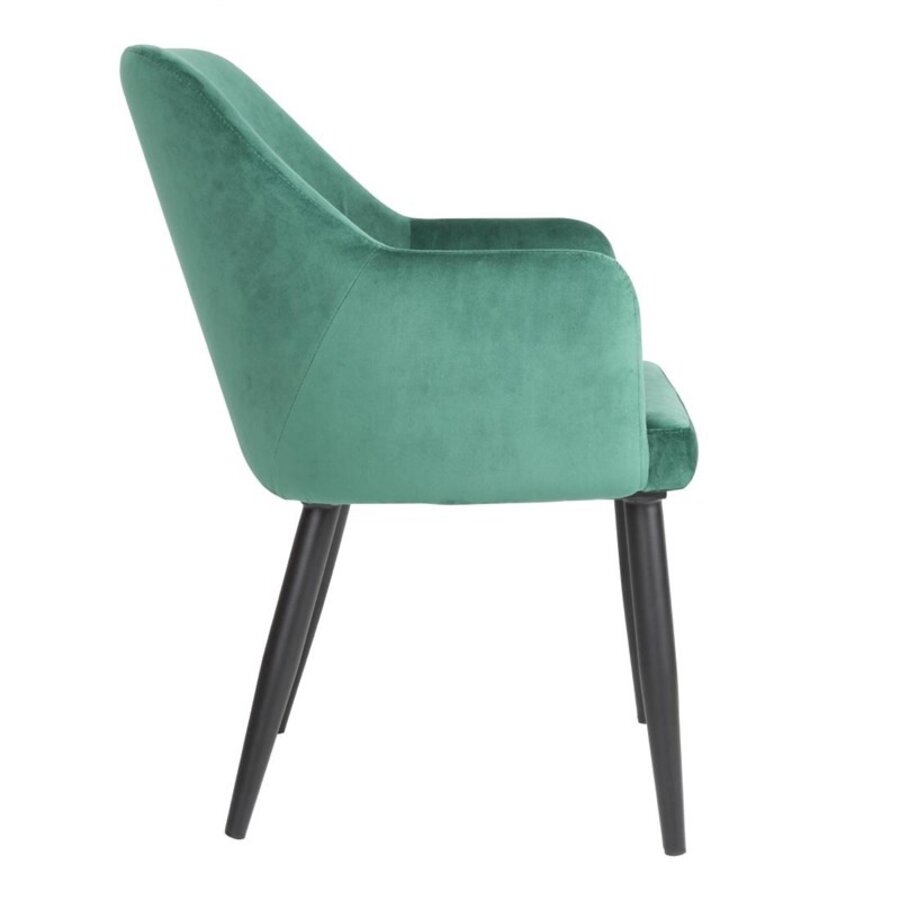 Fauteuils Lia en velours vert foncé – Ensemble de 2 fauteuils de luxe en velours