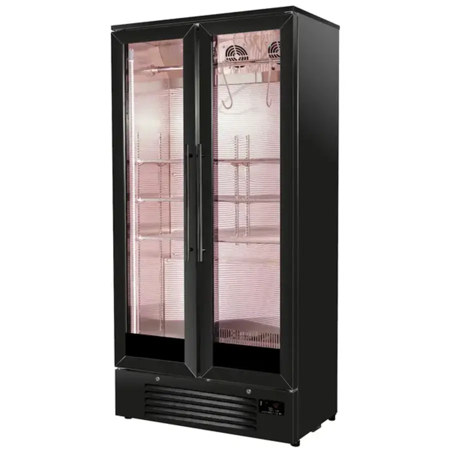 Trockenreife-Schrank | 458 l | Schwarz | 2 Türen | Türalarm | 90 x 51,5 x 182 (H) cm