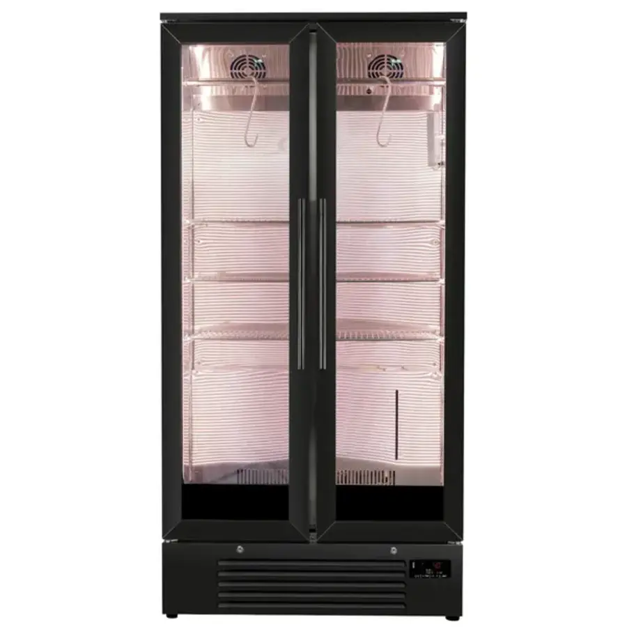 Dry aged cabinet | 458L | Black | 2 doors | Door alarm | 90x51.5x182(h)cm