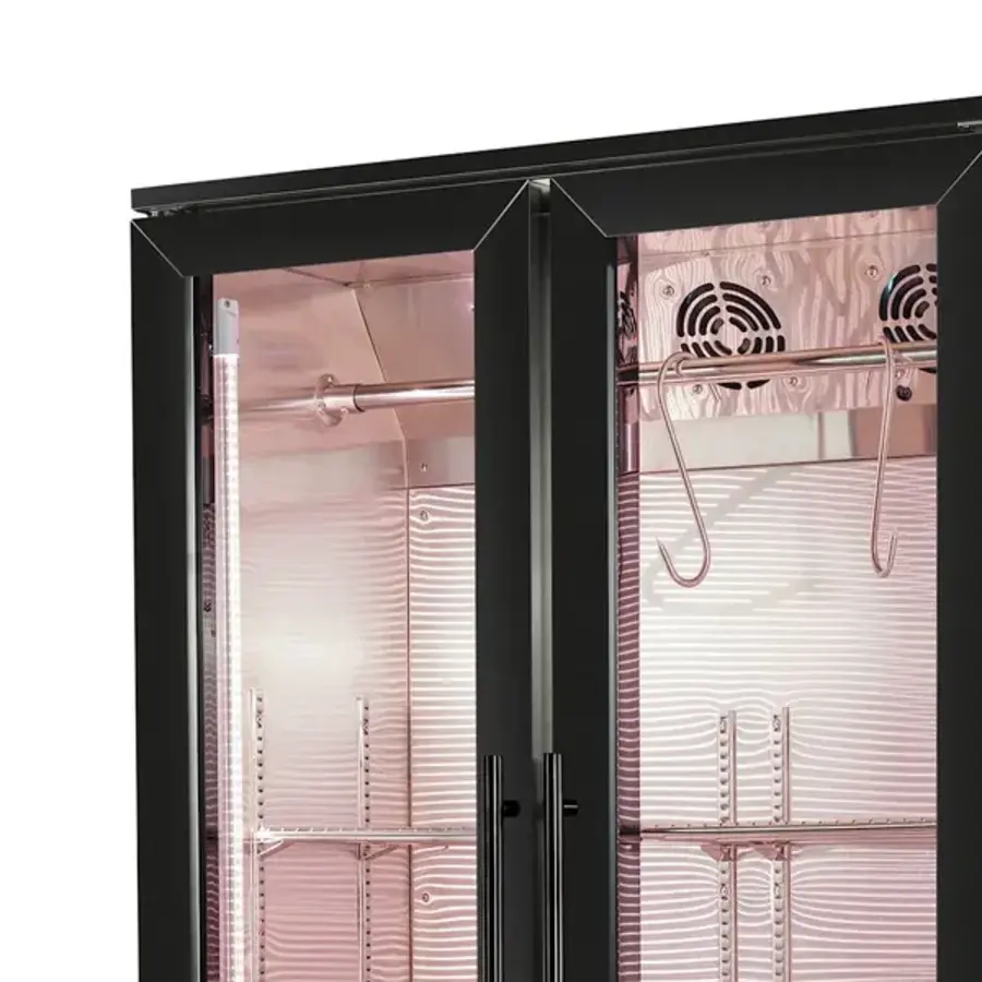 Trockenreife-Schrank | 458 l | Schwarz | 2 Türen | Türalarm | 90 x 51,5 x 182 (H) cm