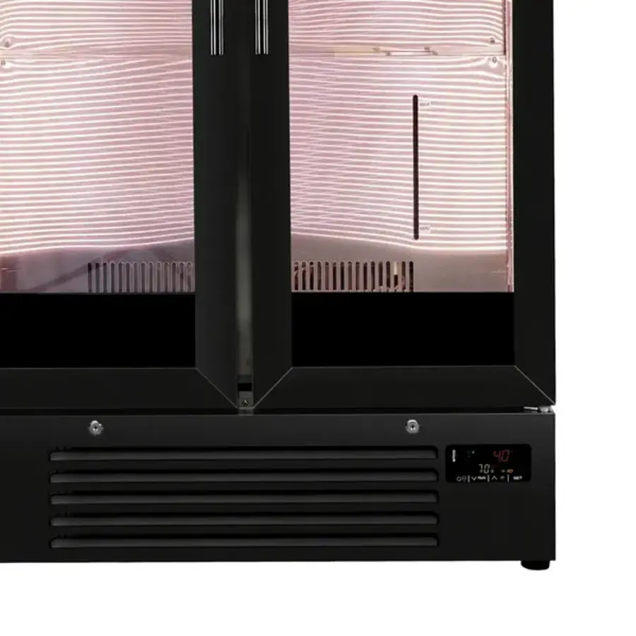 Dry aged cabinet | 458L | Black | 2 doors | Door alarm | 90x51.5x182(h)cm