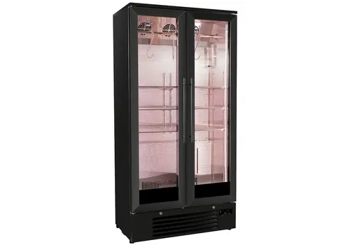  HorecaTraders Armoire de maturation à sec | 458 L | Noir | 2 portes | Alarme de porte | 90 x 51,5 x 182 (h) cm 