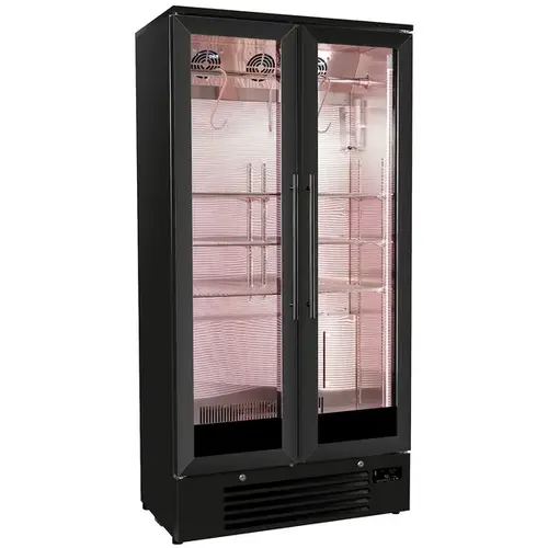  HorecaTraders Trockenreife-Schrank | 458 l | Schwarz | 2 Türen | Türalarm | 90 x 51,5 x 182 (H) cm 