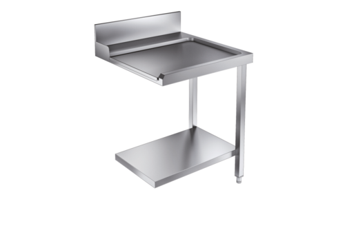  HorecaTraders Stainless steel discharge table with bottom shelf | 700×800×900 mm | right 
