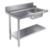 HorecaTraders Stainless steel feed table 1200 mm | placed on the left | sink on the right