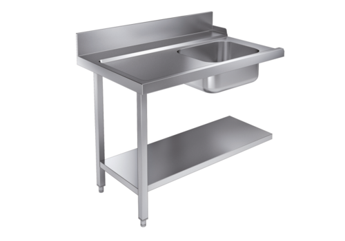  HorecaTraders Stainless steel feed table 1200 mm | placed on the left | sink on the right 