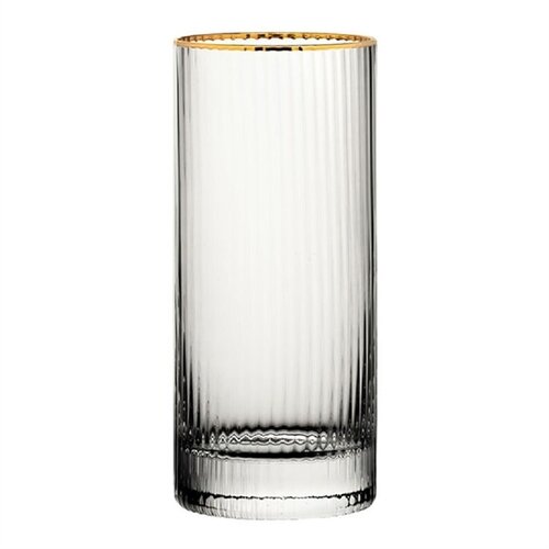  HorecaTraders Utopia Hayworth Highball-Glas mit Goldrand, 355 ml (6 Stück) 