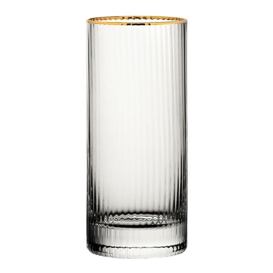 Utopia Hayworth Hiball Glass with Gold Rim, 355ml (6 count)