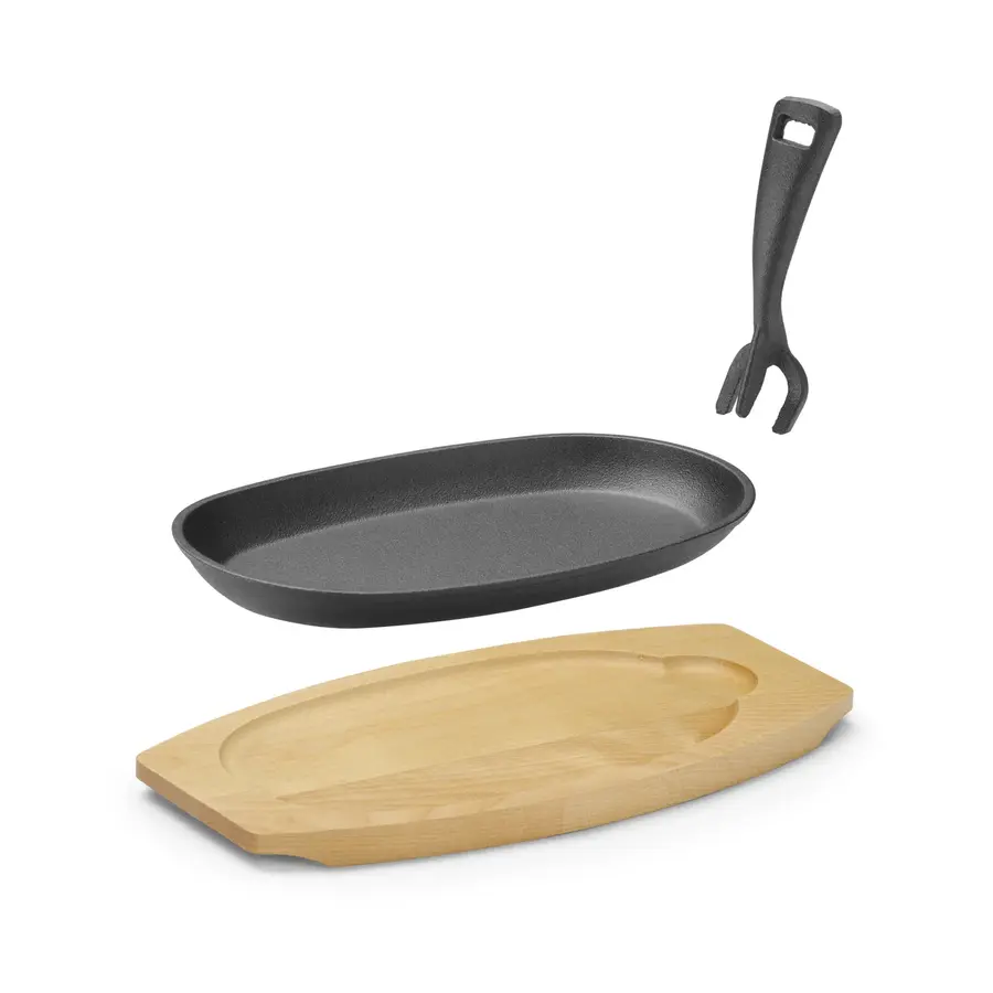 Waage | Gusseisen | Mit Holzsockel und -griff | Schwarz | 28 x 14 x (H) 3 cm