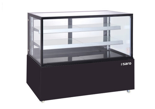  HorecaTraders Taartvitrine | 410L | Zwart | Dubbel glas | 121x67x121cm 