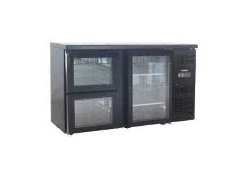  HorecaTraders Réfrigérateur de bar | 1 porte vitrée | 2 tiroirs | Hauteur réglable | 350 L | 146 x 51 x 86 cm 