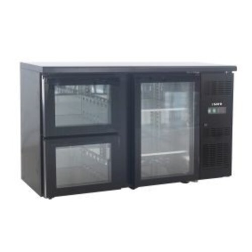  HorecaTraders Bar-Kühlschrank | 1 Glastür | 2 Schubladen | Höhenverstellbar | 350 l | 146 x 51 x 86 cm 