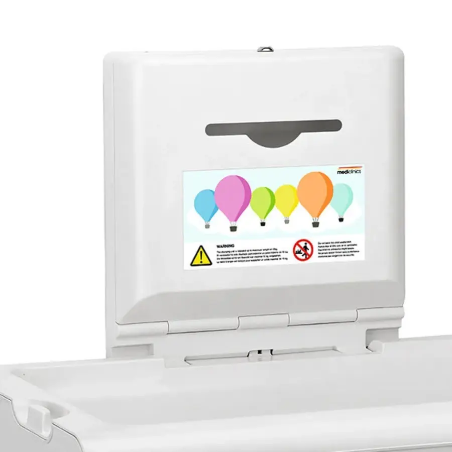 Wickeltisch | mediclinics | Kunststoff | Klappbar (horizontal) | Antibakteriell | 86 x 10 / 57 x 48 (H) cm