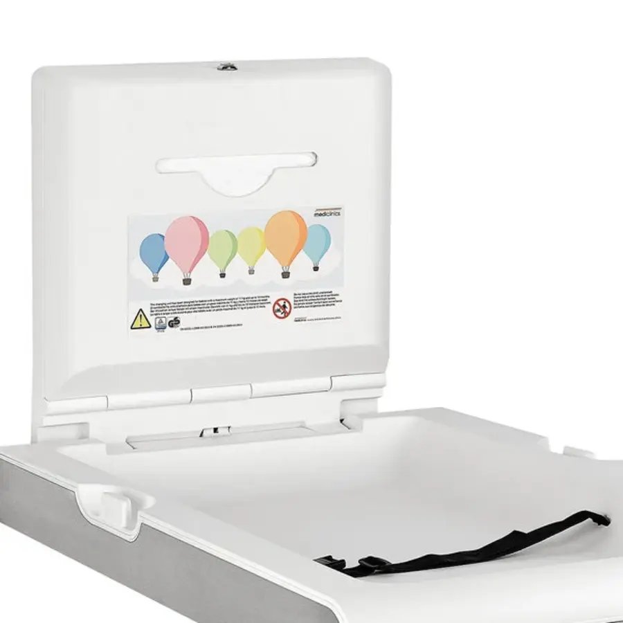 Wickeltisch | mediclinics | Edelstahl | Klappbar (vertikal) | Antibakteriell | 55 x 100 cm / 89 x 48 cm (H)