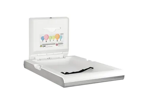  HorecaTraders Baby changing table | mediclinics | Stainless steel | Foldable (Vertical) | Antibacterial | 55x100/89x48(h)cm 