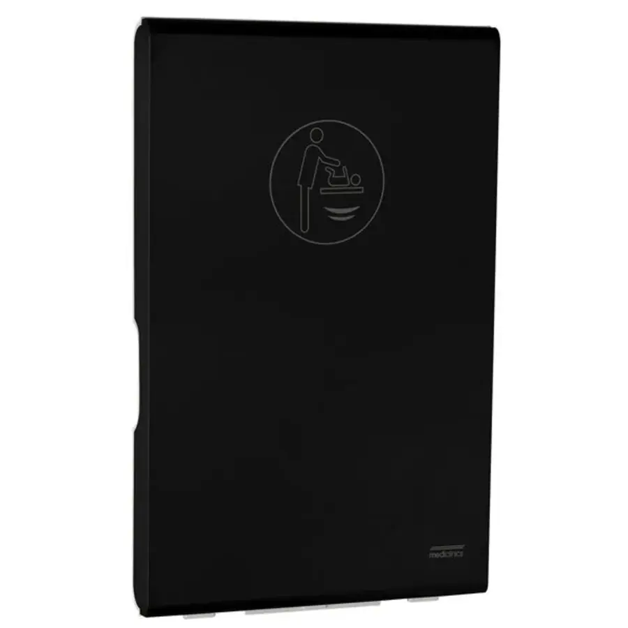 Wickeltisch | mediclinics | SCHWARZ | Klappbar (vertikal) | Antibakteriell | 55 x 10 / 89 x 48 (H) cm