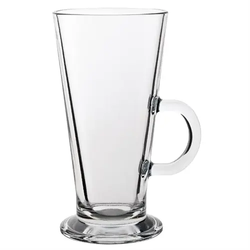  HorecaTraders Restaurant Latte Glass | 370ml | Tempered Glass | Handle | 24 pieces 