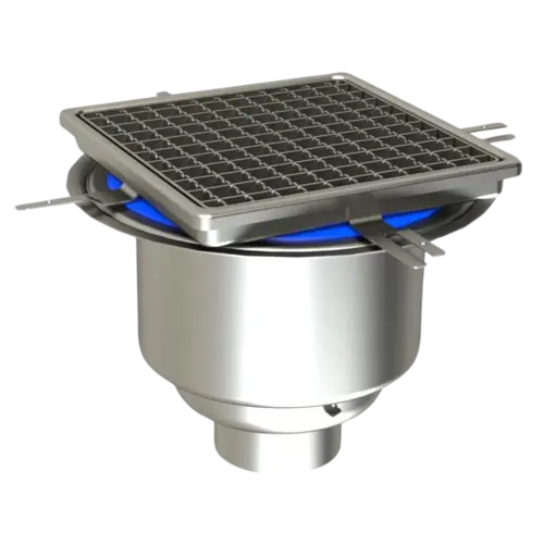  HorecaTraders Industrieller Bodenablauf | Edelstahl | 7 kg | 172 mm hoch | 255 x 255 mm | Rutschfest 