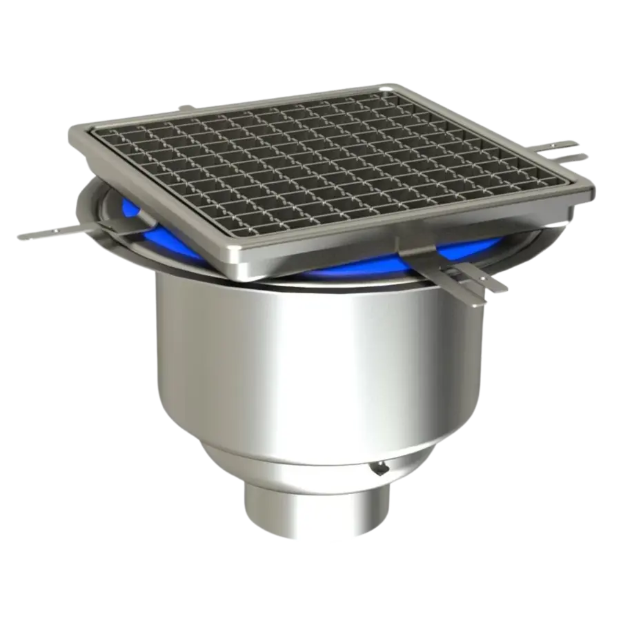 Industrial Floor Drain | Stainless Steel | 7kg | 172mm High | 255x255mm | Non-slip