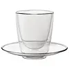 HorecaTraders Verres à cappuccino à double paroi avec soucoupe | 220 ml | 9,5 cm (h) x 9,5 cm (Ø) | Lot de 6