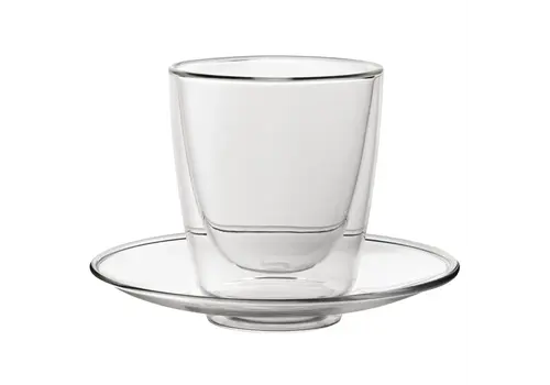  HorecaTraders Dubbelwandig cappucino glas met schotel | 220ml  | 9,5(h) x 9,5(Ø)cm | 6 stuks 