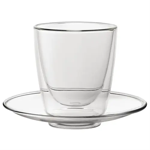  HorecaTraders Double-walled cappuccino glass with saucer | 220ml | 9.5(h) x 9.5(Ø)cm | 6 pieces 