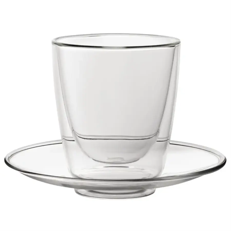 Dubbelwandig cappucino glas met schotel | 220ml  | 9,5(h) x 9,5(Ø)cm | 6 stuks