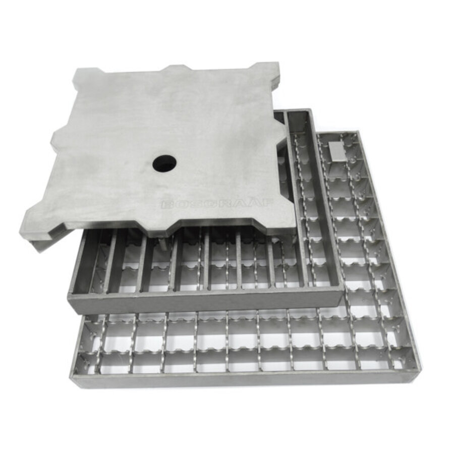 Drain | 30x30cm | Side outlet | Stainless steel 316 | Includes waste basket and odor trap