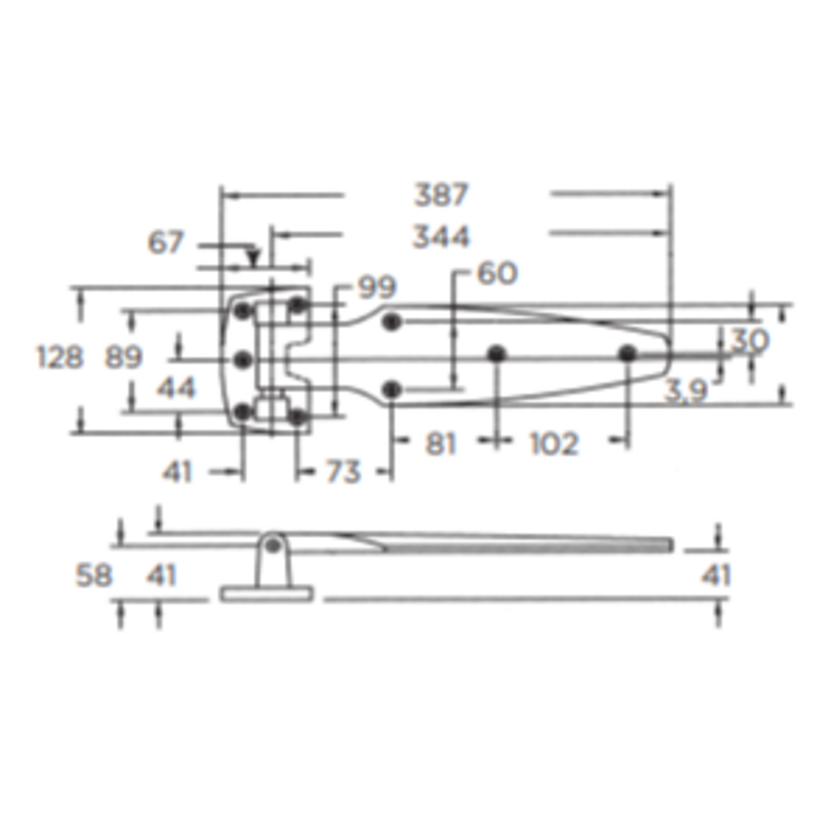 Scharnier | Nicht zu öffnen | Edelstahl | 41 mm Stauraum