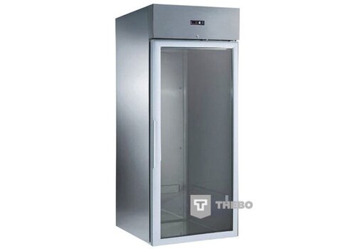  HorecaTraders Réfrigérateur | Porte vitrée | Acier inoxydable | 750 L | Classe 4 | Verrouillage | 75 x 81 x 210 cm 