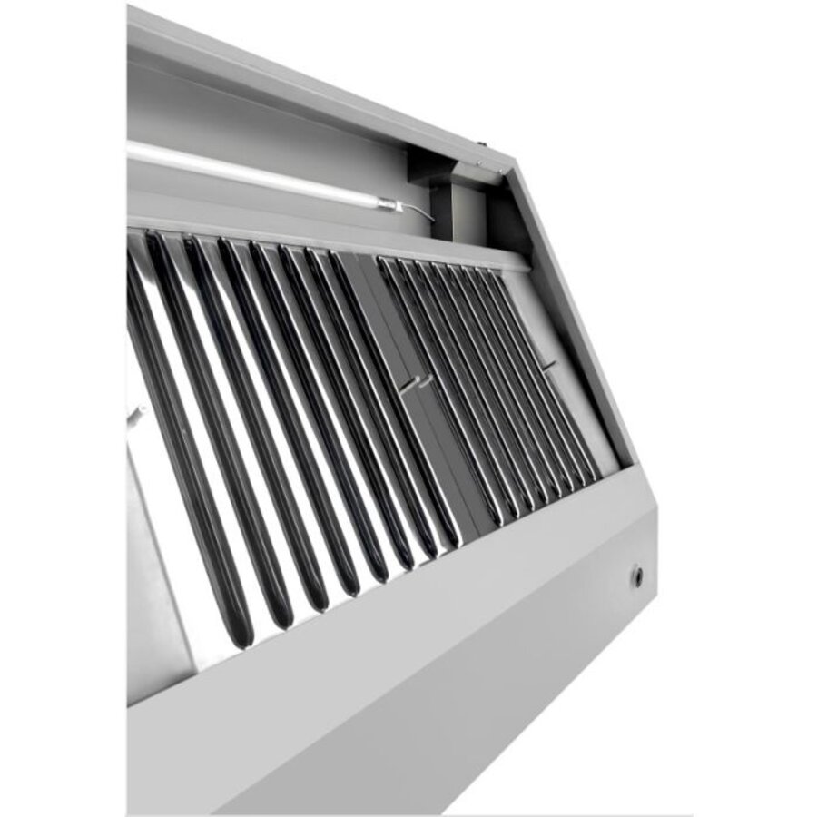 Professionelle Edelstahl-Wandhaube 1000 mm – 900 mm tief, 2 Filter, inklusive Motor und LED.