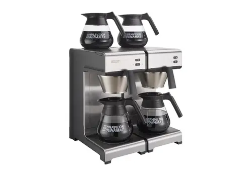  HorecaTraders Coffee maker | Twin double | 3460W | 4 self-regulating warming plates 